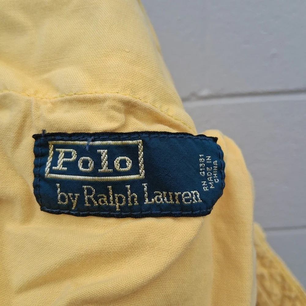 Polo Ralph Lauren‎ Chino Shorts Flat Front Casual Yellow Mens Size 35 Pony